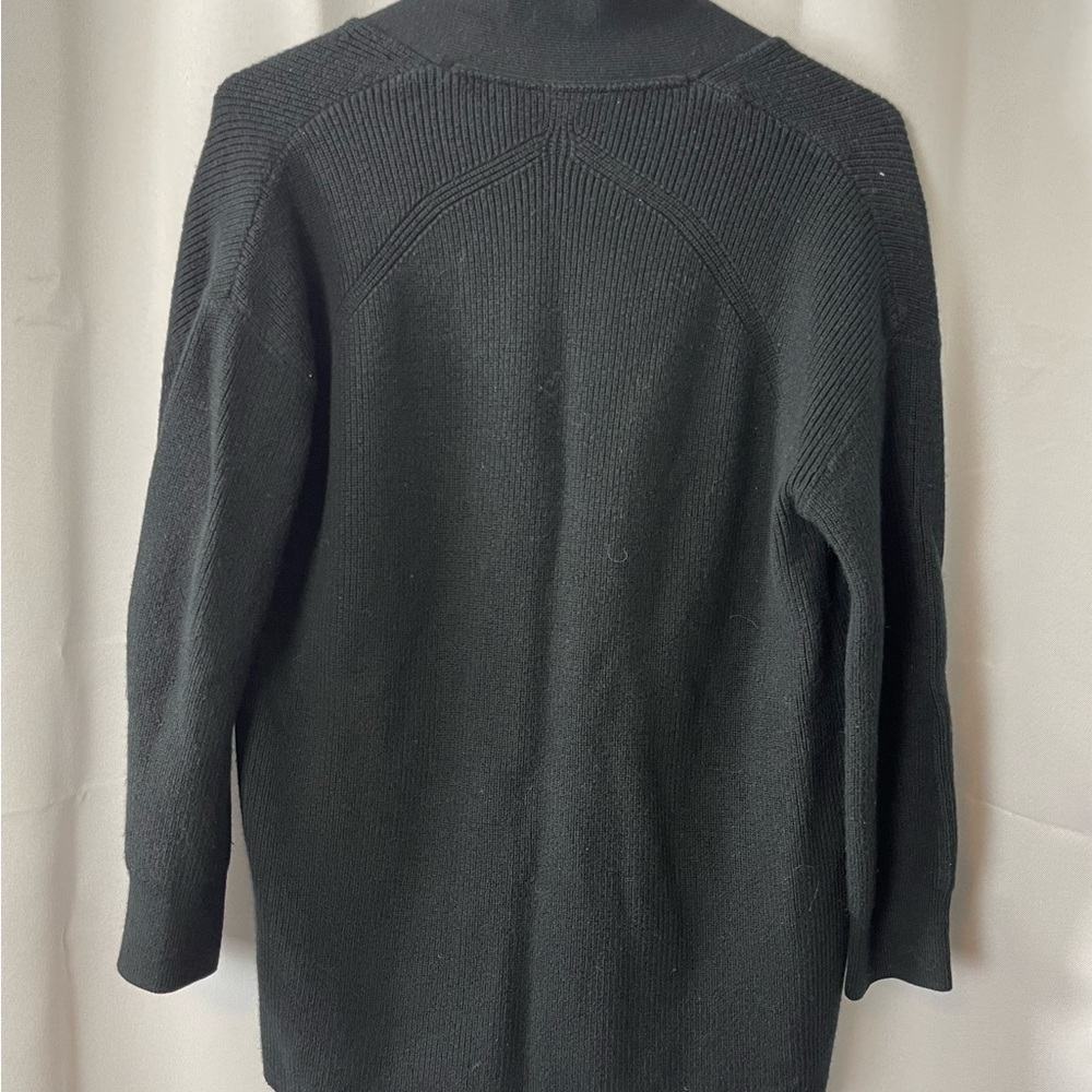 Lululemon Size 2 (med) black ribbed knit open wool blend cardigan cozy Cabinco… - Picture 2 of 8